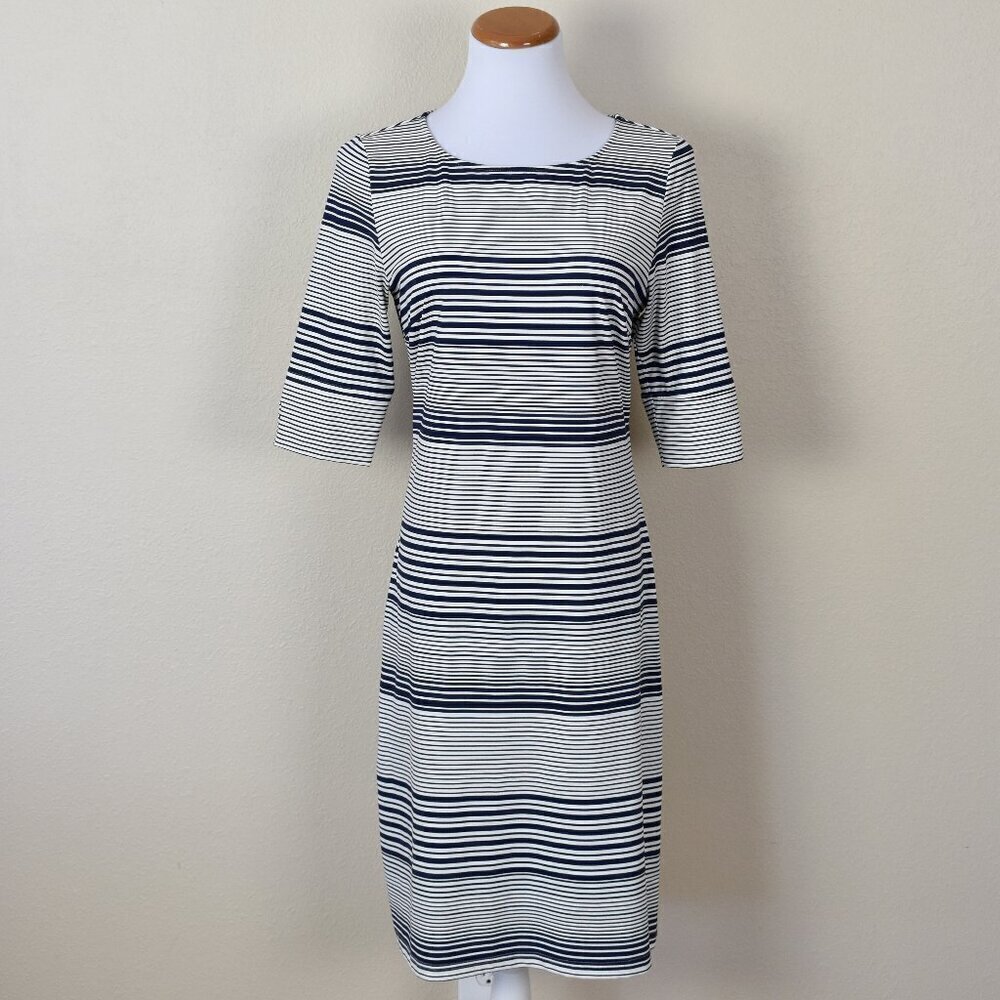 Ellie Kai Stripe 3/4 Sleeve Dress Navy/White 4